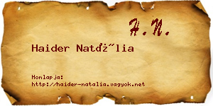Haider Natália névjegykártya